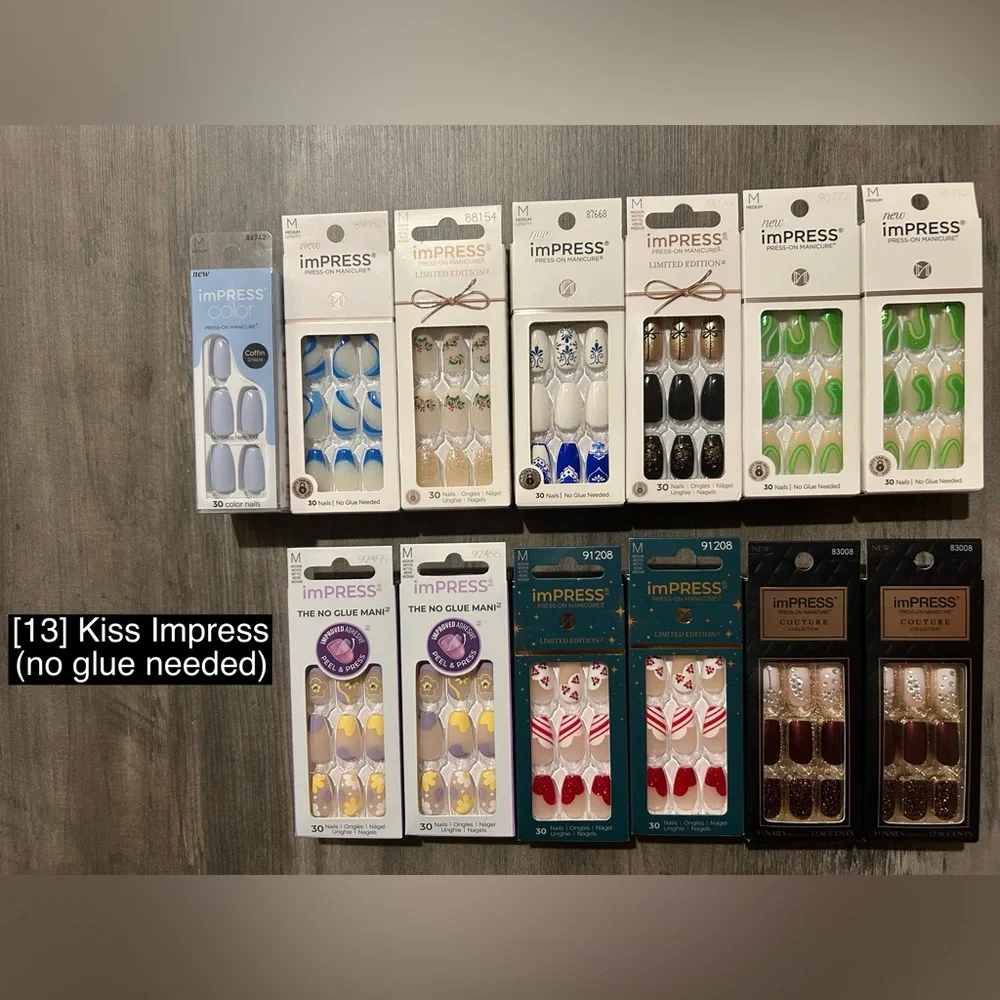 39 Press On Nails Bundle! Kiss impress Tip Beauty Sevenail and adhesive tabs NEW - Picture 2 of 5